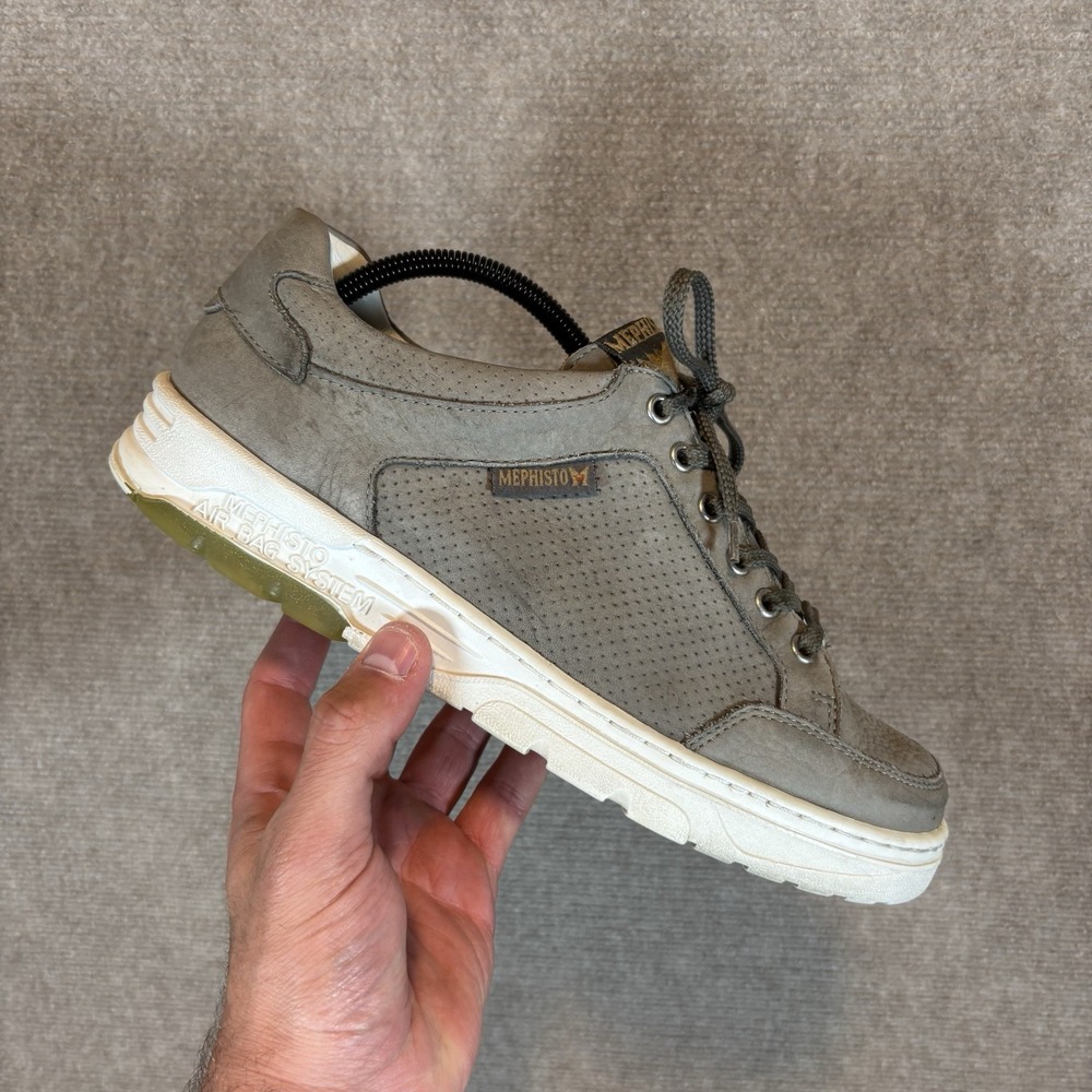 Mephisto Mathias Light Gray Leather‎ Causal Sneakers Mens Size 8.5 EUC